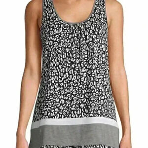 Women’s Animal Print Pajama Tank Top L12/14 Lightweight Summer Chic NWT